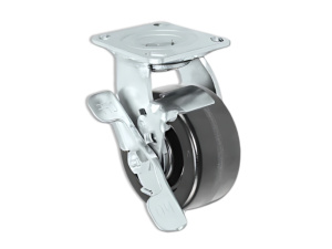 3-1/4″ x 2″ Swivel caster with Phenolic Wheel ffeaturing a Cam Brake