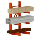 cantilever racking with examples of different supplies that can be stacked on them
