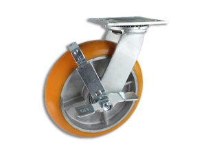 8″ x 2″ Kingpinless, (UA) Polyflexon Wheel with Top Lock Brake