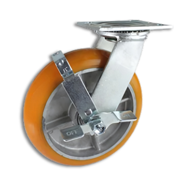 8″ x 2″ Kingpinless, (UA) Polyflexon Wheel with Top Lock Brake
