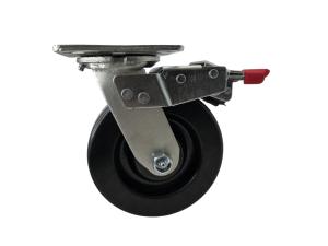 6" x 2" Swivel Caster, (PH) Phenolic Wheel, Trailing Side Total Lock Brake