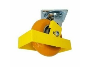 8" x 2" Swivel Caster, (UX) Ultraflex Wheel, Precision Ball Bearing - No Brake, Toe Guard - Yellow
