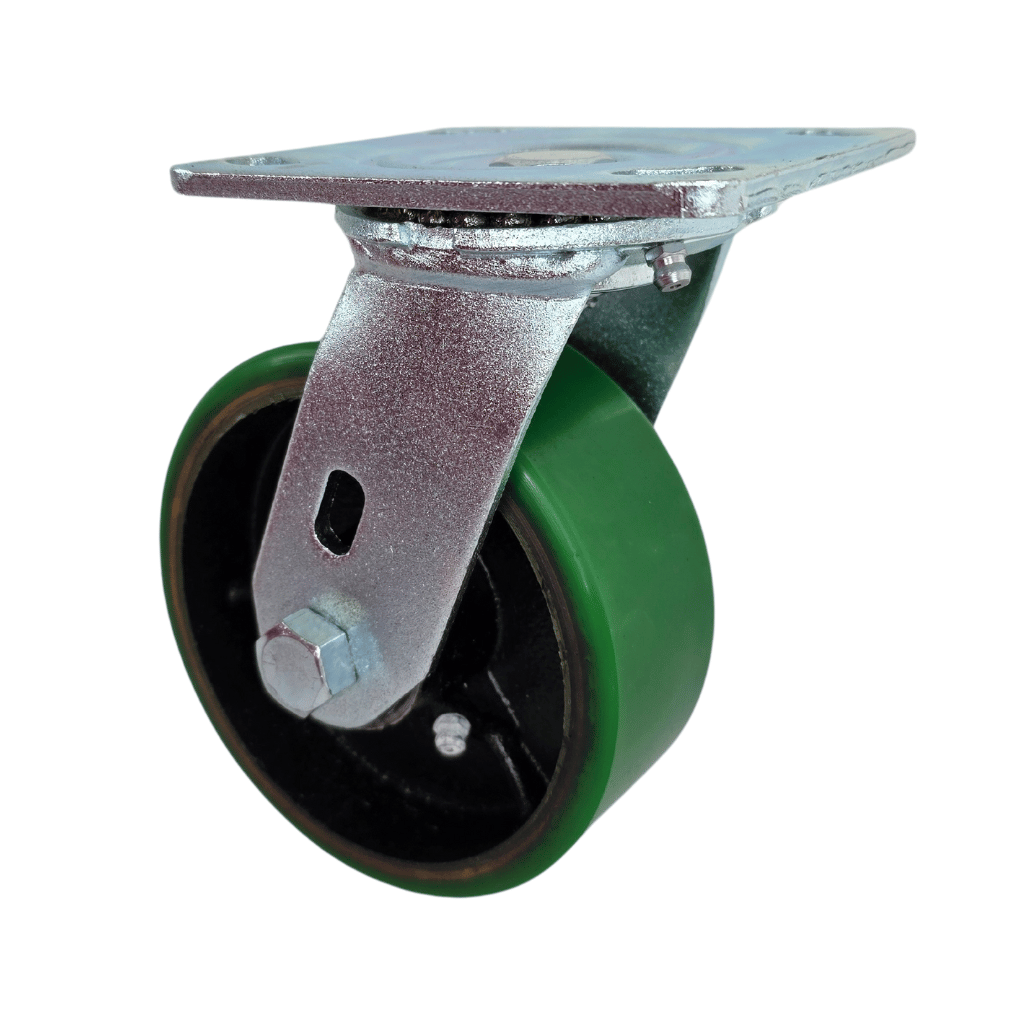 5" x 2" Green Polyon Swivel Caster - 1100 lb Capacity - Cast Iron Core - Image 2