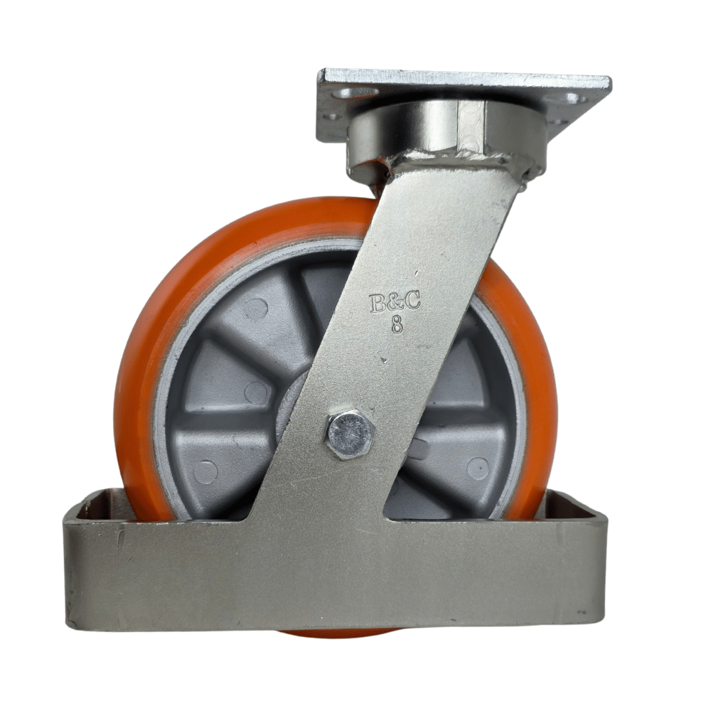 8" Polyflexon Kingpinless Swivel Caster with Integrated Toe Guard - 41UA80JO64174Y - Image 1