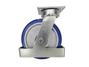 8" x 2" Kineti-Glide Duo Dual Wheel Kingpinless Caster with Integrated Toe Guard, 2,000 lb