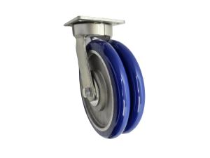 8" x 2" Kineti-Glide Duo Dual Wheel Kingpinless Caster with Top Hats, 2,000 lb
