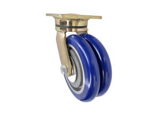 6" x 2" Kineti-Glide Duo Dual Wheel Kingpinless Extended Swivel Lead Caster, 4" x 4-1/2" Plate, 1,500 lb