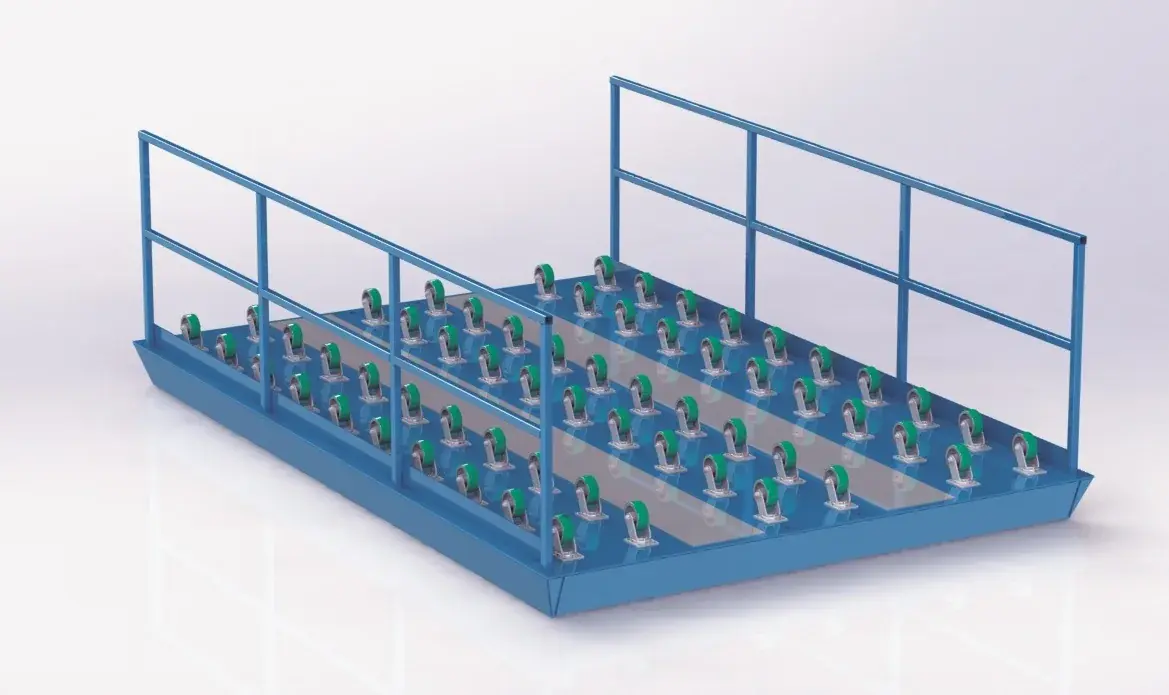 Caster deck option for an Advance Lifts dock lift